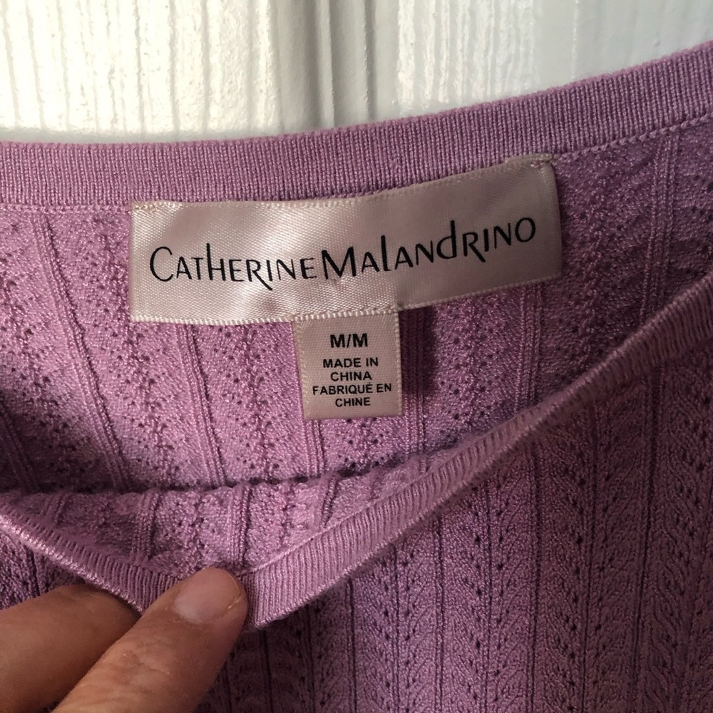 Catherine Malandrino Square Neck Pointelle Purple Blouse Size Medium - Picture 5 of 8